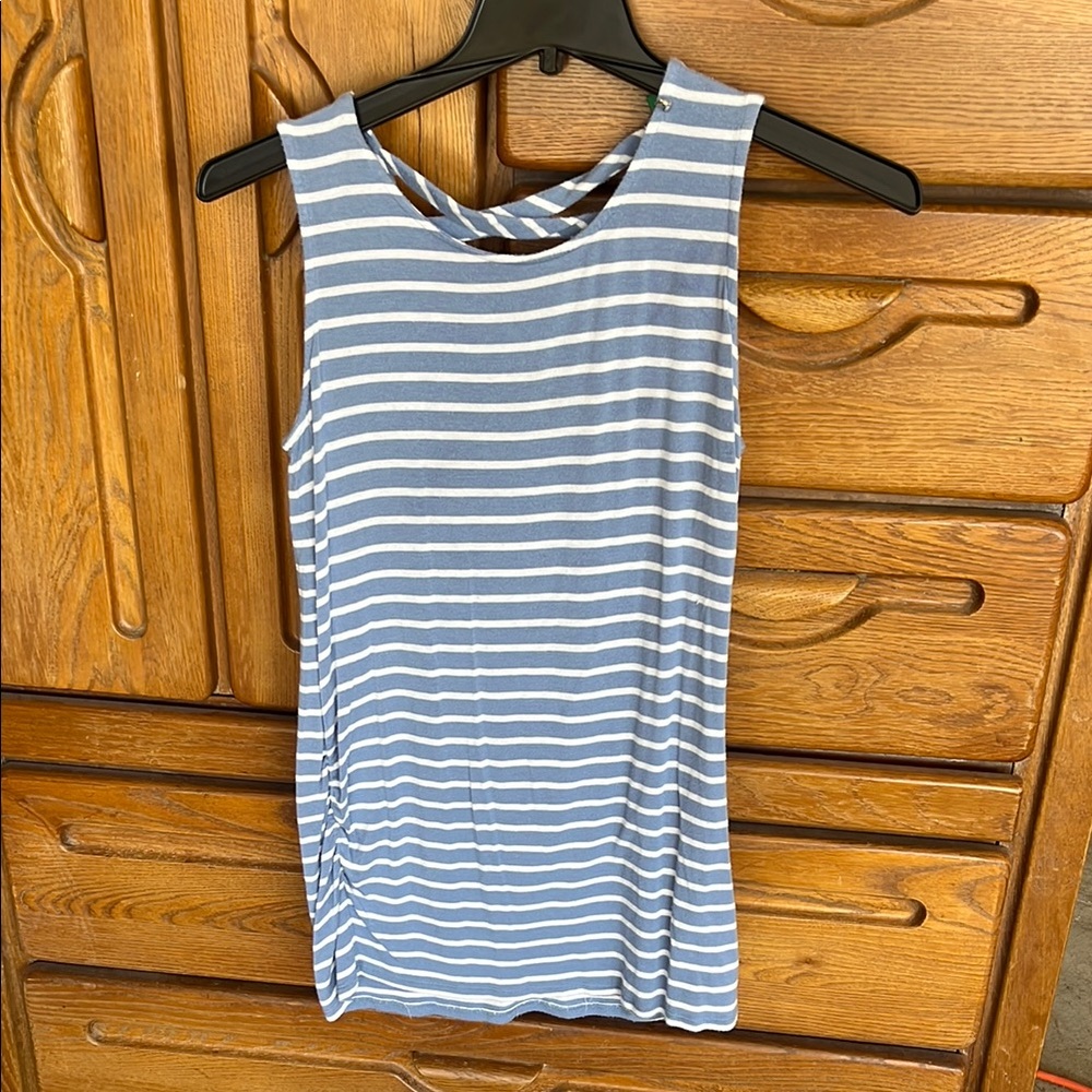 Maternity Striped Sleeveless Top - Blue and White